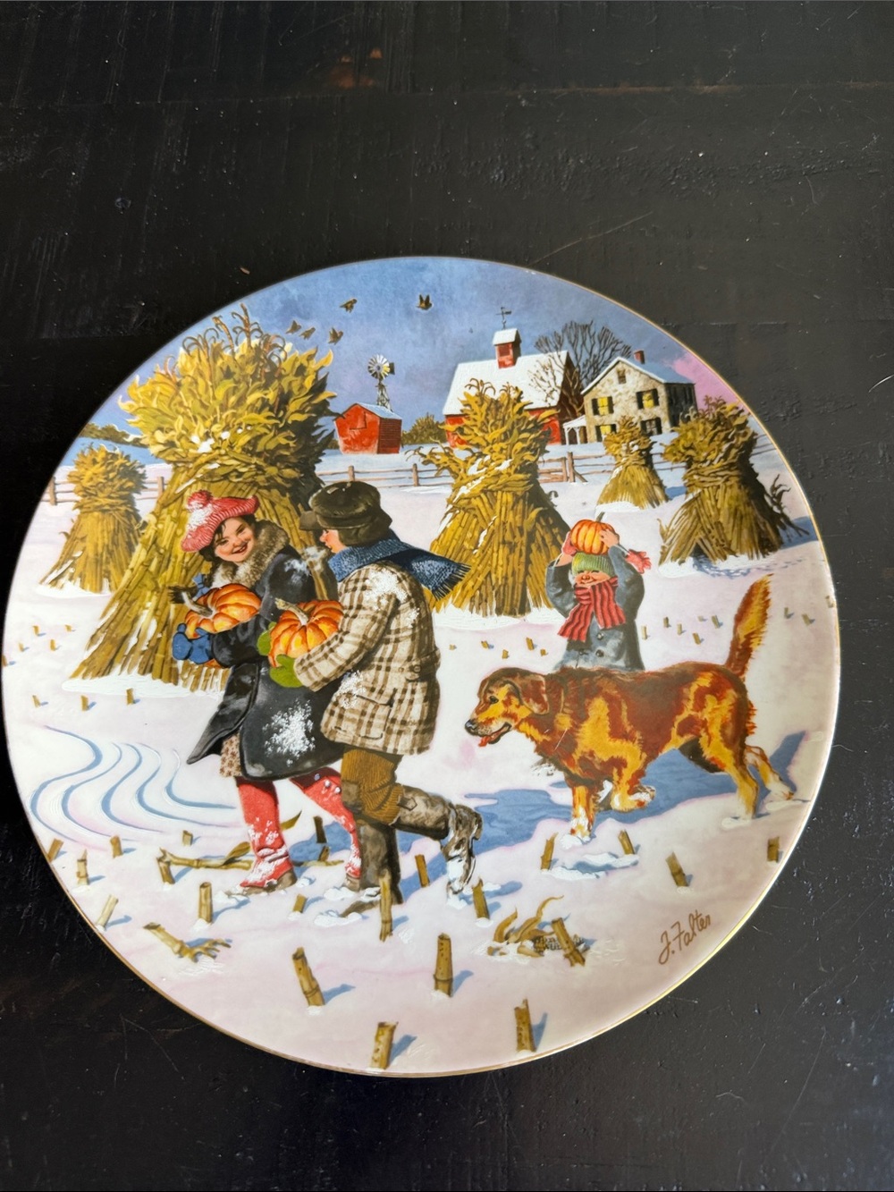 Decorative Winter Harvest Ceramic Plate - Multi-Color
